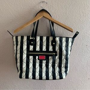 Black and White Quilted Hearts Tote Bag Purse